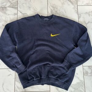 90’s Vintage Nike Navy Crewneck Sweatshirt with Embroidered Big Swoosh